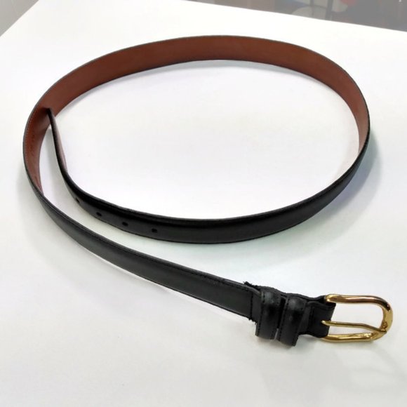 Van Heusen Mens 40" Black Leather Belt Brass Buckl - Picture 1 of 7